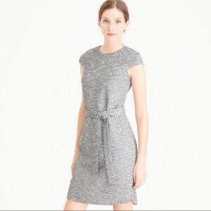 J.Crew Tweed Belted Short Sleeve Knee Length Dress 4 Gray Workwear‎ Capsule
